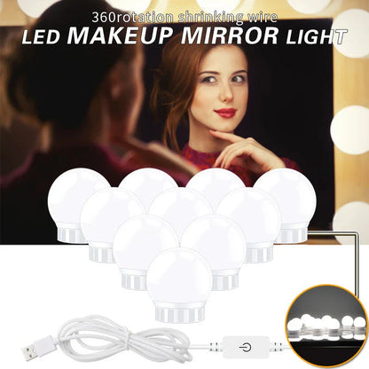 Adjustable Dimmable LED Mirror Light Bulb with Touch Control, Rotating Line, and Customisable Positioning