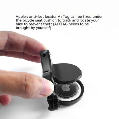 Black bicycle GPS tracker mounting bracket with anti-theft bolts for seat post installation