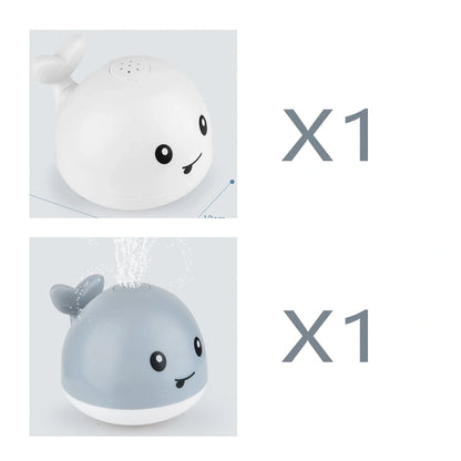 Electric induction whale spray toy for baby bath time with automatic water spray and flashing lights
