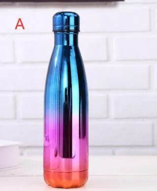 500ml stainless steel water bottle measuring 70mm wide and 265mm tall