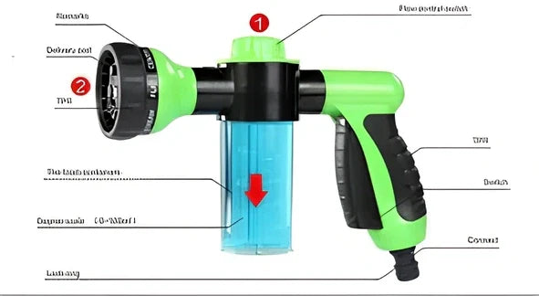 Foam telescopic water gun 22.3cm size with high-pressure nozzle and quick connector for car wash and garden use