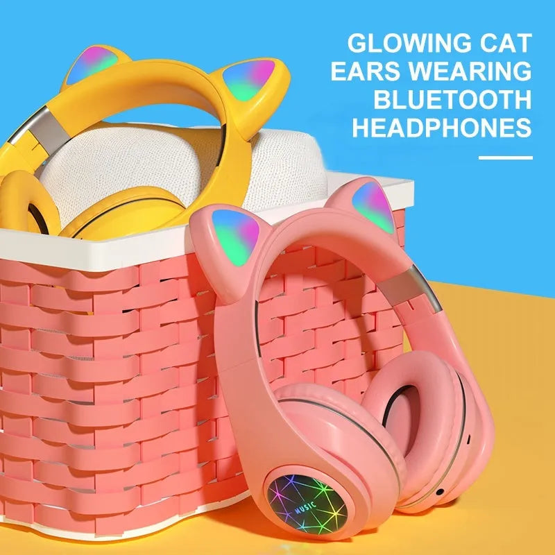 Cat ear design wireless Bluetooth sports headset in multiple colours with 10m range