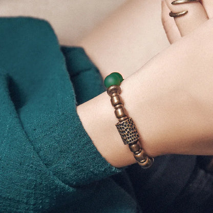Natural agate couples bracelet with retro ethnic style in green and red colour options