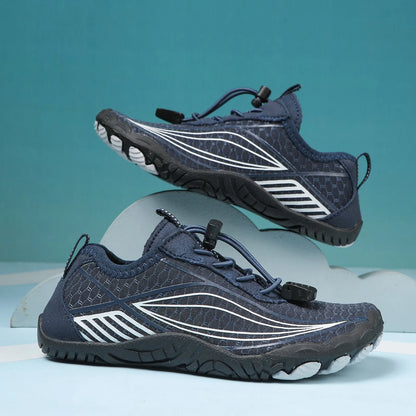 Children's wading swimming shoes with non-slip rubber sole in black, grey, pink, and blue colour options