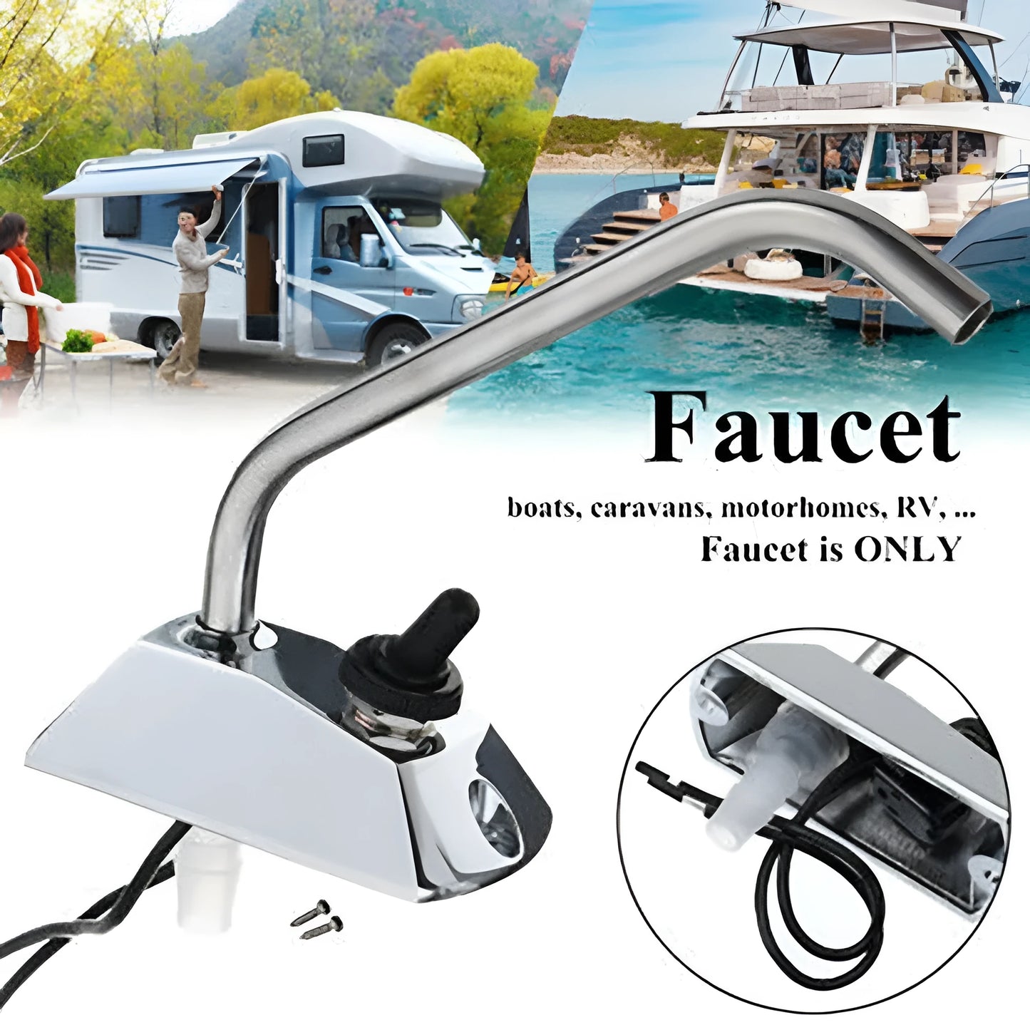 316 stainless steel electronic control RV rotating faucet with mirror finish
