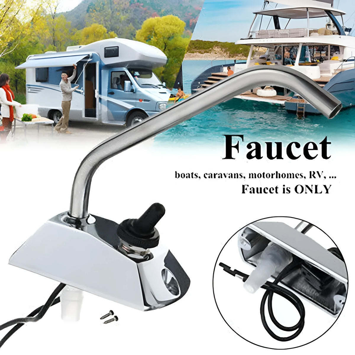 316 stainless steel electronic control RV rotating faucet with mirror finish