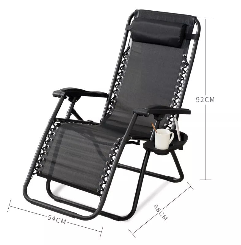 Nap Deck Chair Office with black metal frame and Teslin woven seat