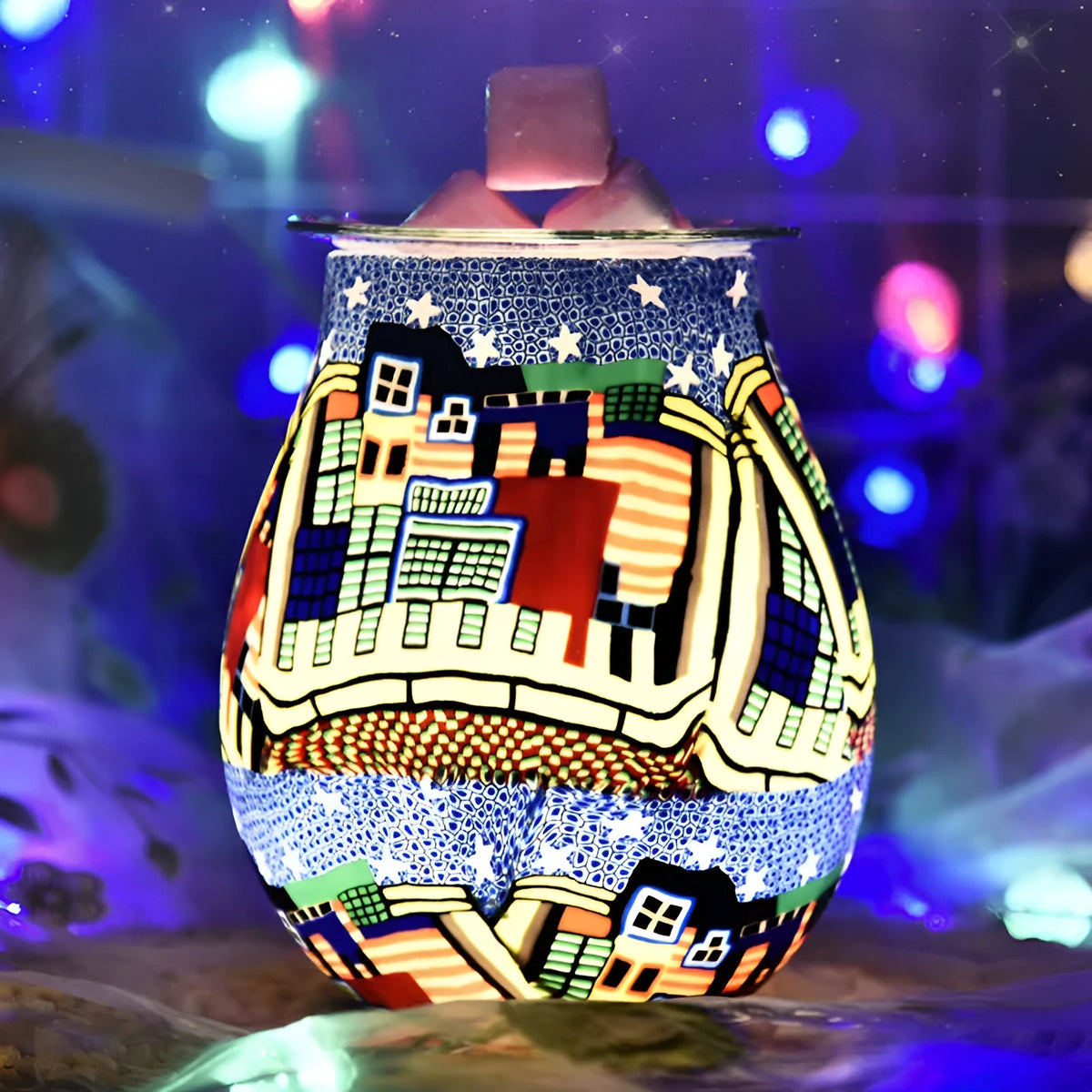 Blue house design aromatherapy machine made from 3D glass for sleep aid