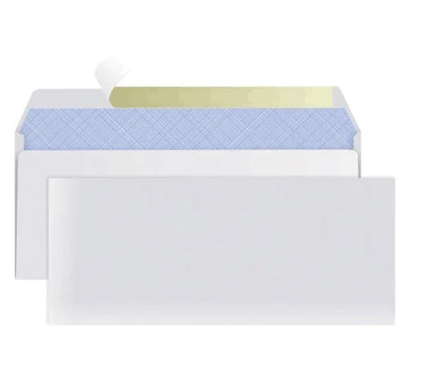 Blue confidential security envelope with self-adhesive closure, 105mm by 240mm size