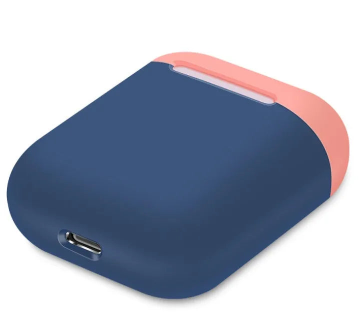 Soft silicone protective case for Apple AirPods charging box in various solid colours.