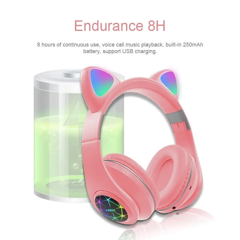 Cat ear design wireless Bluetooth sports headset in multiple colours with 10m range