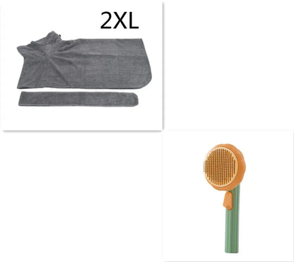 Hand-held pumpkin-coloured pet brush with stainless steel needles for grooming cats and dogs