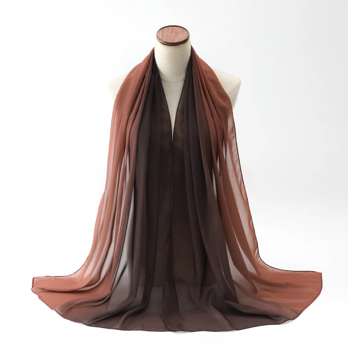 Long chiffon scarf for women in various colours, showing lightweight fabric and 175cm length
