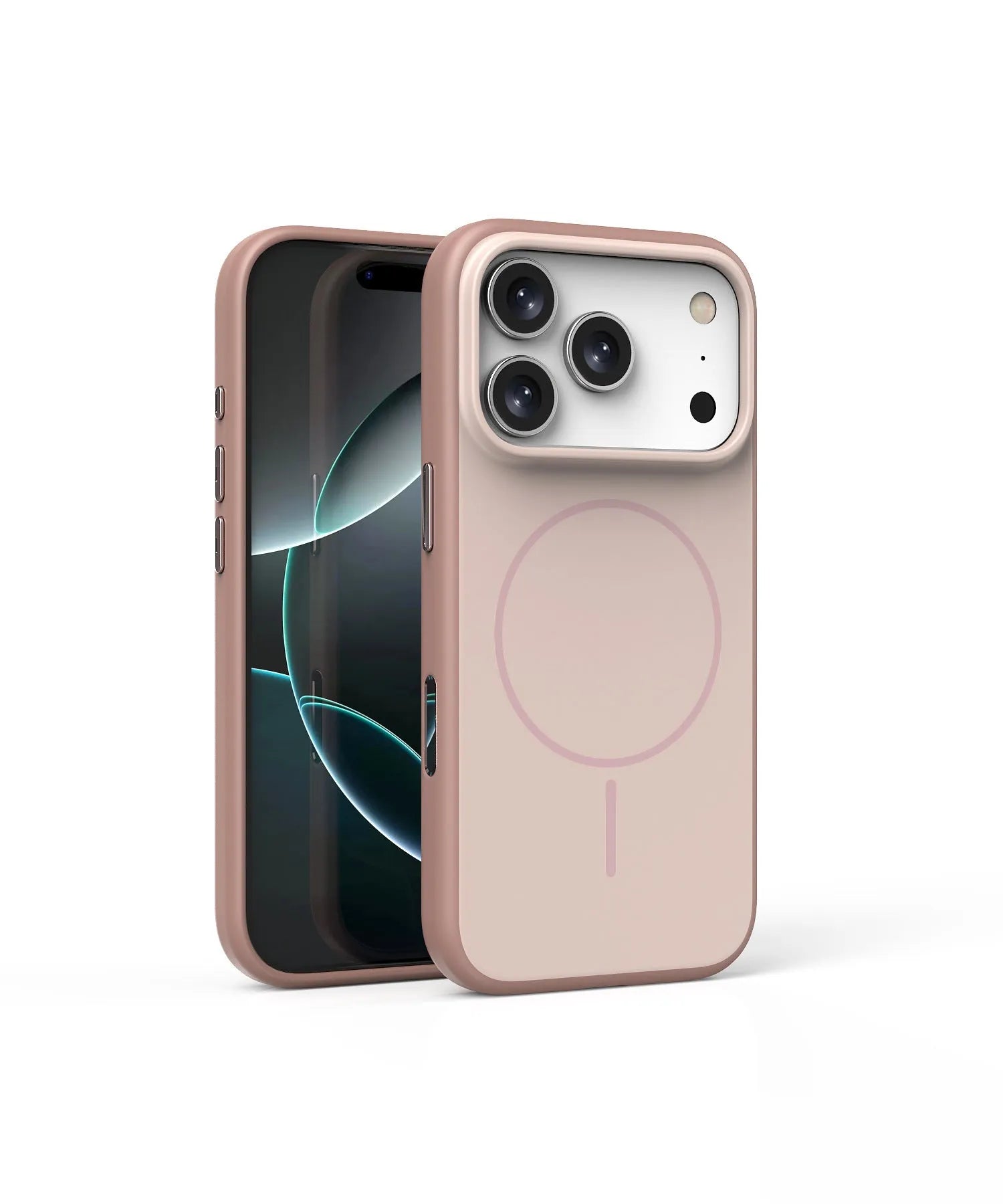 Magnetic protective iPhone case with AI photography button in frosted finish showing blue colour option