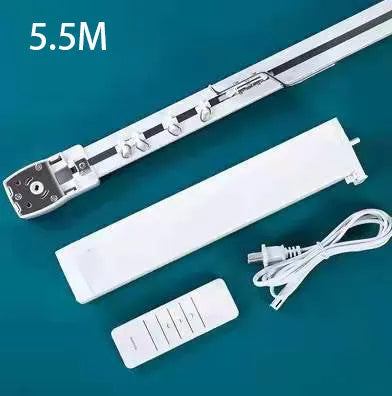 Smart curtain motor kit with aluminium track, rechargeable battery unit, and remote control