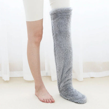 Cozy over-the-knee fuzzy socks in a variety of colors for winter warmth and comfort