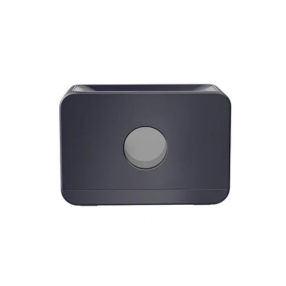 Square two-colour flame aromatherapy humidifier showing black unit with blue and orange flame lighting effect