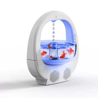 3-in-1 Anti-Gravity Humidifier with Bluetooth speaker and ambient light in white, pink, and black