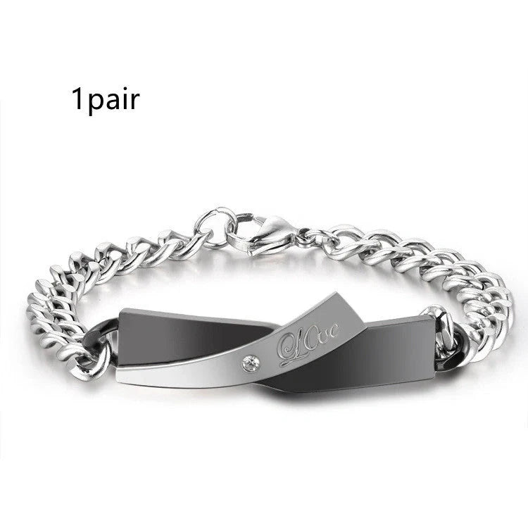 Stylish couple's cross-design stainless steel bracelets in various colours