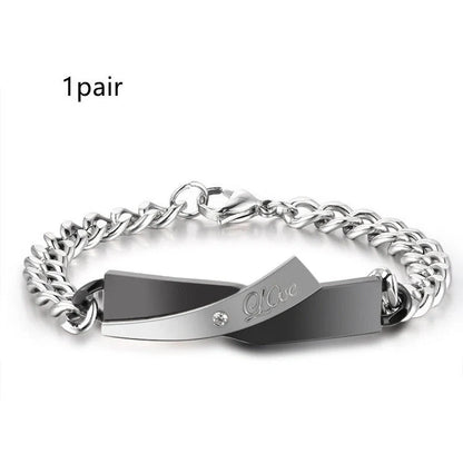 Stylish couple's cross-design stainless steel bracelets in various colours