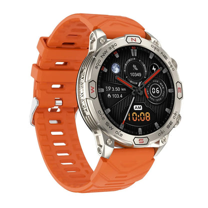 Sports smartwatch with AMOLED screen on silicone wristband showing heart rate display