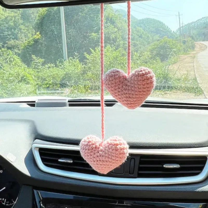 Green and white fishing style car plant decoration with 8cm base and 25cm hanging rope
