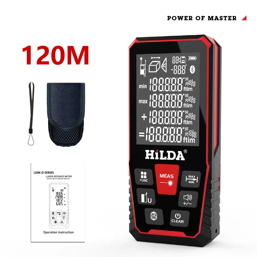 Laser rangefinder measuring device with plastic housing for distance measurement up to 120 m