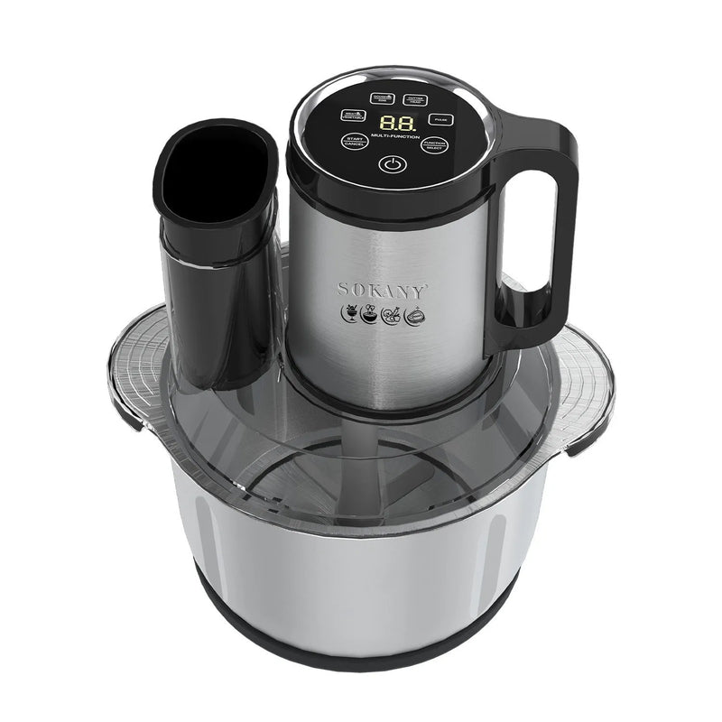 Meat grinder with stainless steel body and 5-10 litre capacity for baby food supplements, vegetable cutting and meat sausage making with adjustable speed control and manual cleaning for 111-240V UK power supply in 06036 meat grinder colour