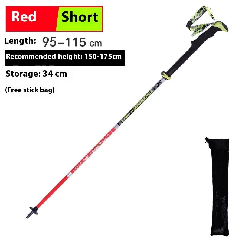 Carbon fibre folding climbing cane with 5-section tube and tungsten steel tip