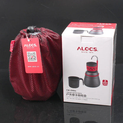 350ml aluminium alloy outdoor camping coffee pot with cups, grey