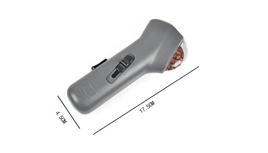 Dog Training Snack Launcher in grey, dimensions 18cm height, for interactive pet play