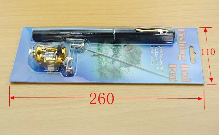 Telescopic drum pen rod fishing gear set for ice fishing in various colors