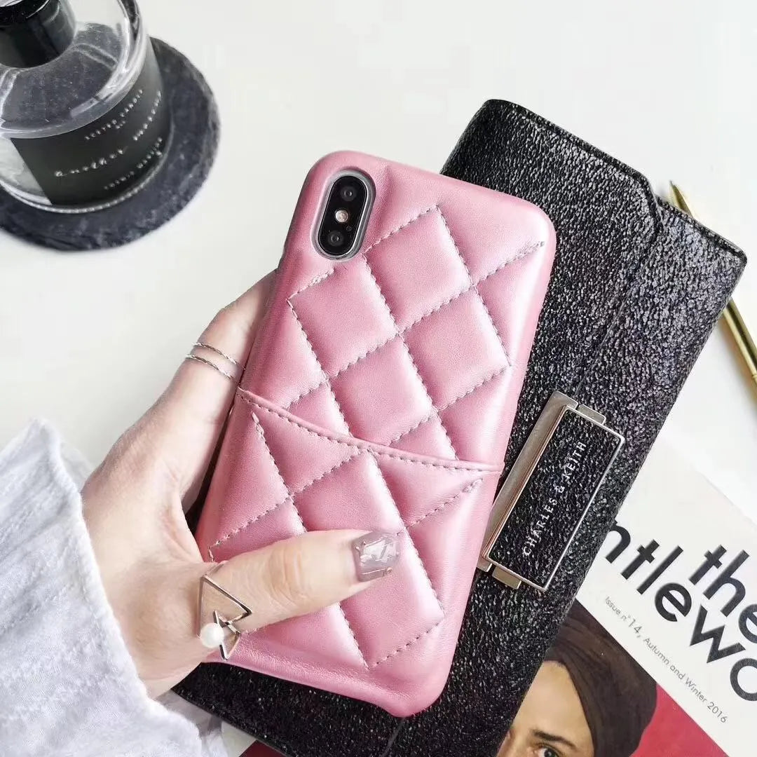 Genuine leather iPhone case for XS Max XR 8 7 models in black pink red colours