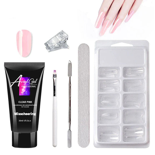 Salon-quality gel nail art kit with dual-light nail lamp, 18-piece tool set, and eco-friendly, non-toxic formula