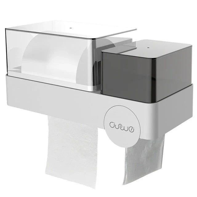 Waterproof tissue box with integrated toilet paper dispenser for convenient bathroom organization