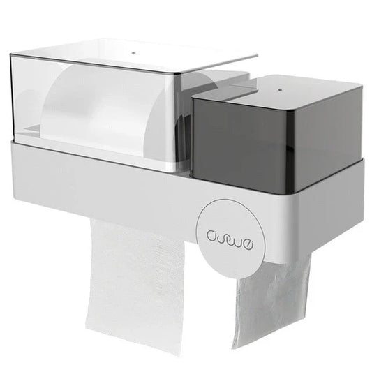 Waterproof tissue box with integrated toilet paper dispenser for convenient bathroom organization