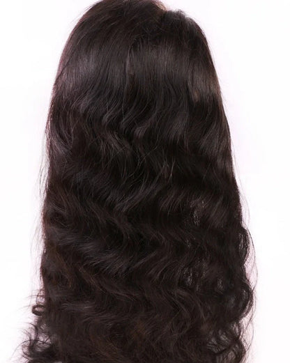 360 lace front wig with real human hair showing natural hairline around entire perimeter