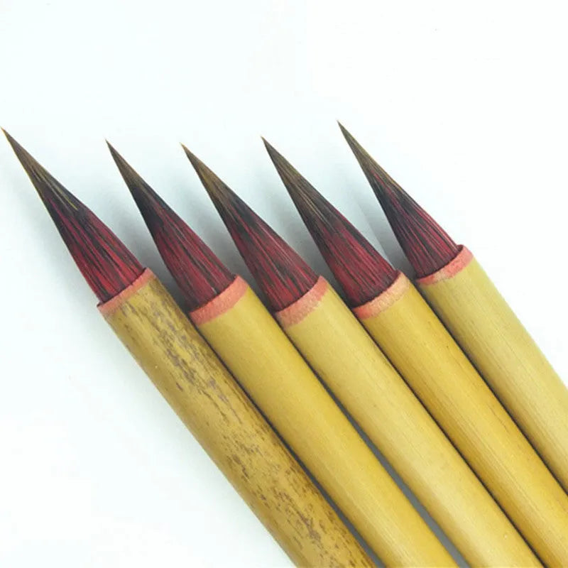 Small red hair writing brush with 23cm wooden penholder for calligraphy