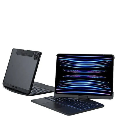 Transparent iPad keyboard case wireless Bluetooth protective cover showing iPad inside with magic control keyboard