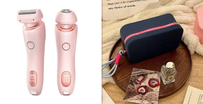 Rechargeable electric shaver for women with dual-head design for whole-body and precision hair removal