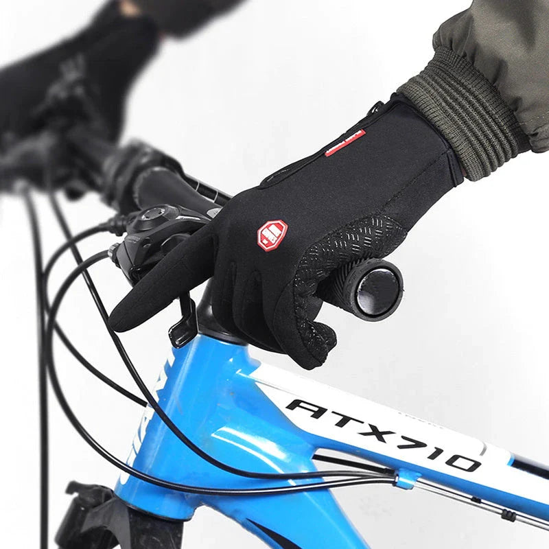 Pair of durable touchscreen-compatible winter riding gloves in various colors