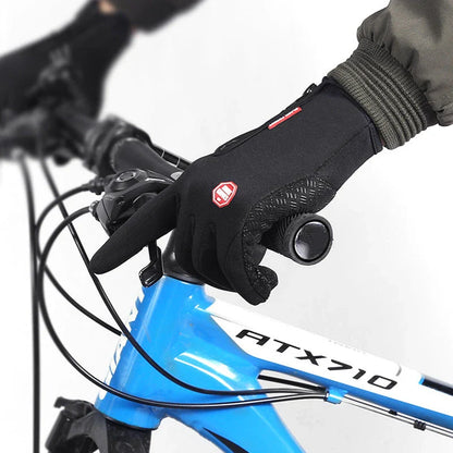 Pair of durable touchscreen-compatible winter riding gloves in various colors