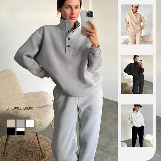 Cozy Casual Oversized Pullover & Pant Set in White, Gray, and Beige Colors