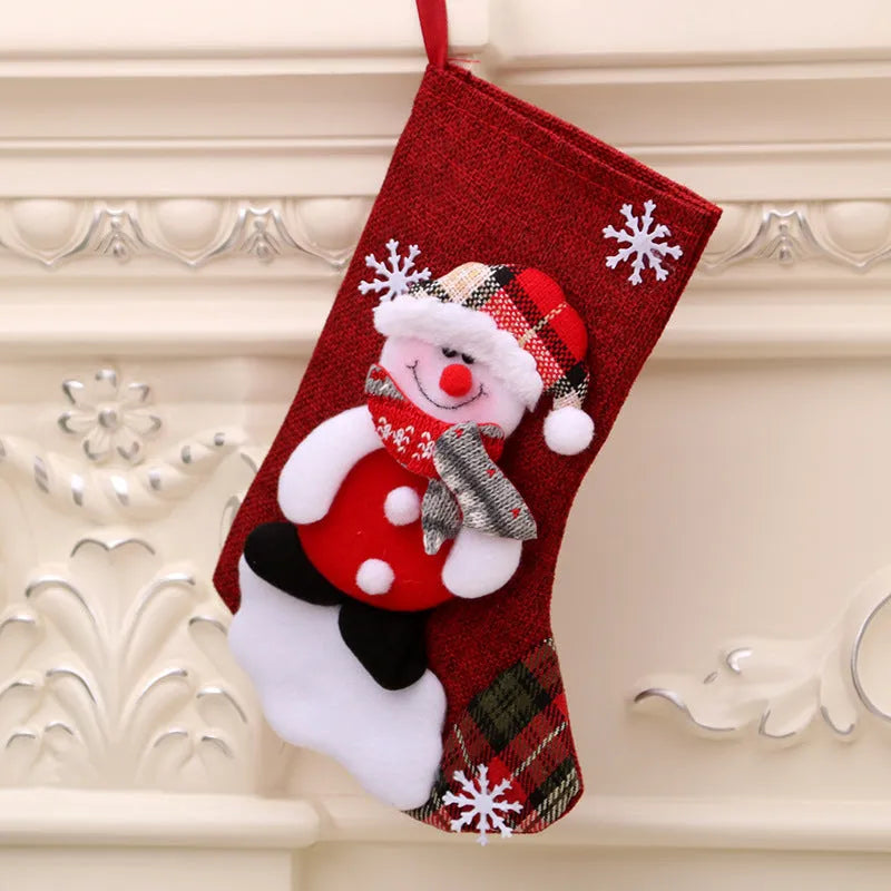 Christmas hanging gift bag socks in festive multicolour designs including bear, deer and snowman characters