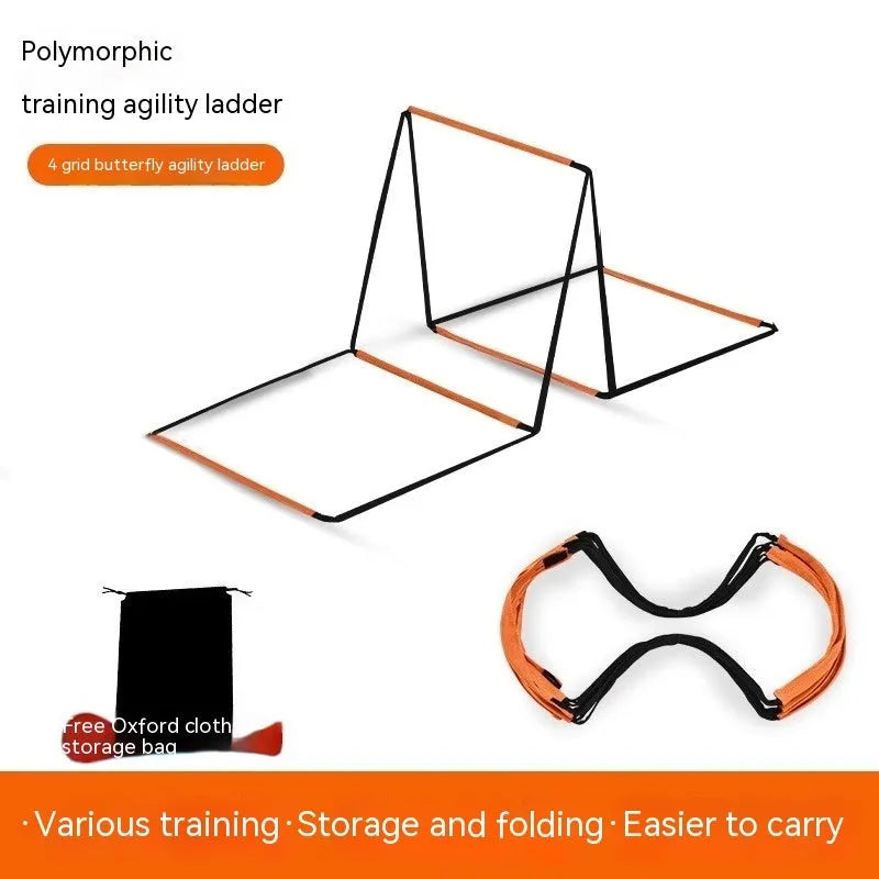 Plastic butterfly agility ladder laid flat for youth fitness and coordination training.