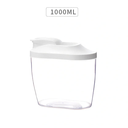 Clear plastic kitchen storage containers in 1000ml and 1500ml sizes for beans and grains