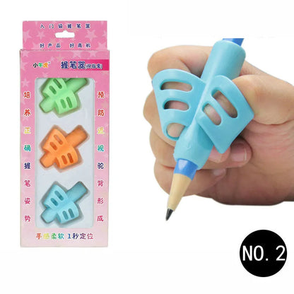 Cartoon-designed soft rubber pen holder for children to correct writing posture