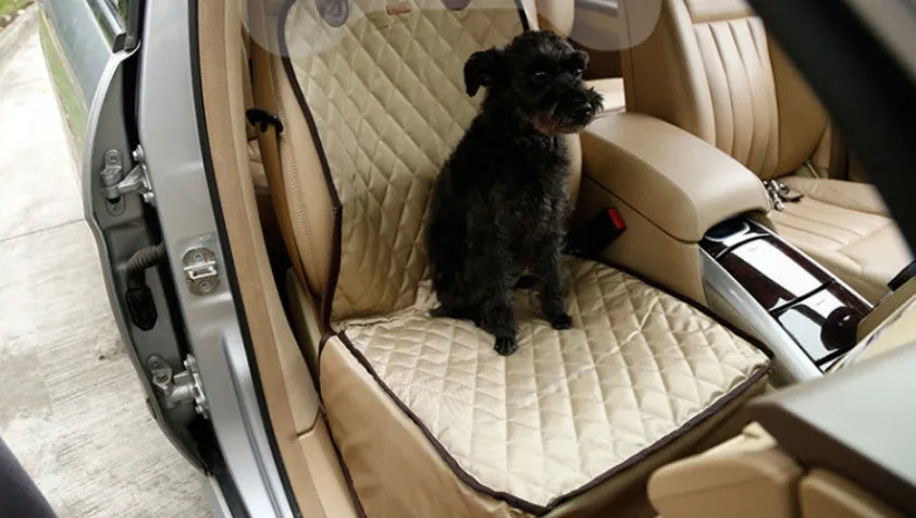Waterproof nylon pet seat cover for car, 45x45x58cm, black grey beige, with adjustable strap