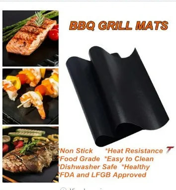 33cm by 40cm reusable BBQ grill mat with non-stick surface for gas and charcoal barbecues