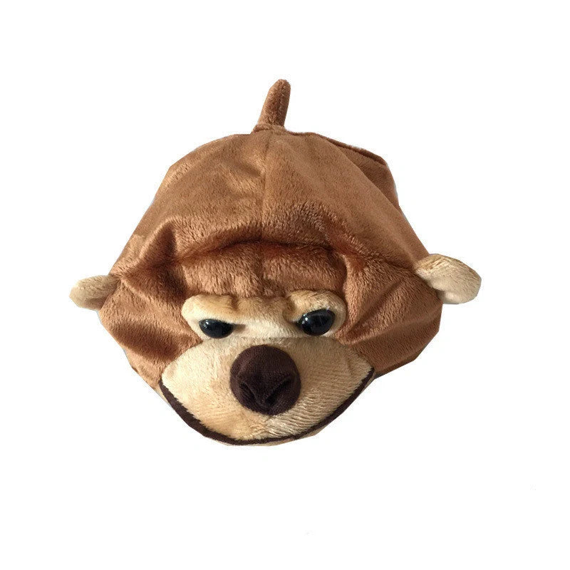 Monkey Cartoon Design Dog Hat for pets in brown, sizes S, M, L